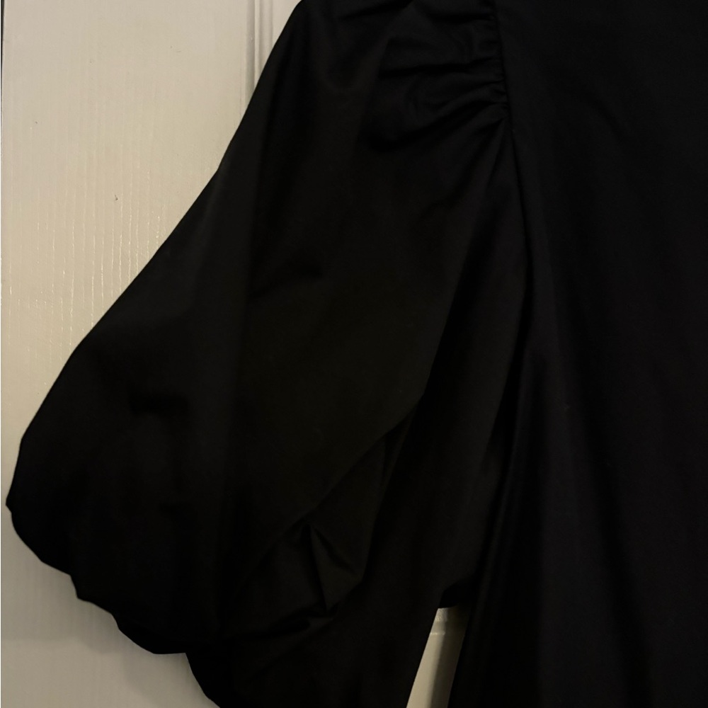 Frame Margot Mock Neck Balloon Sleeves Belted Black Mini Dress With Pockets NWOT - Picture 6 of 15